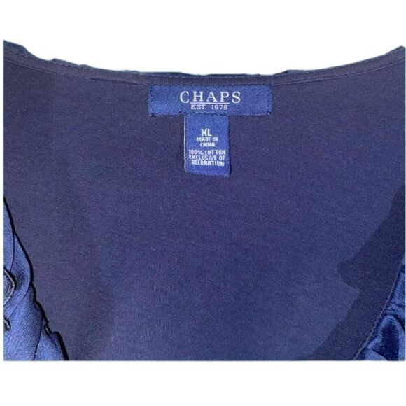 Chaps Women's Navy Blue V Neck Tee XL - Picture 8 of 12